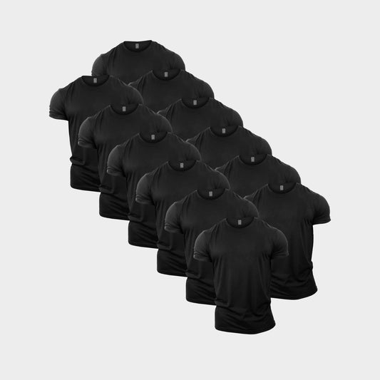 All Black Crew Neck T-Shirt 12 Pack