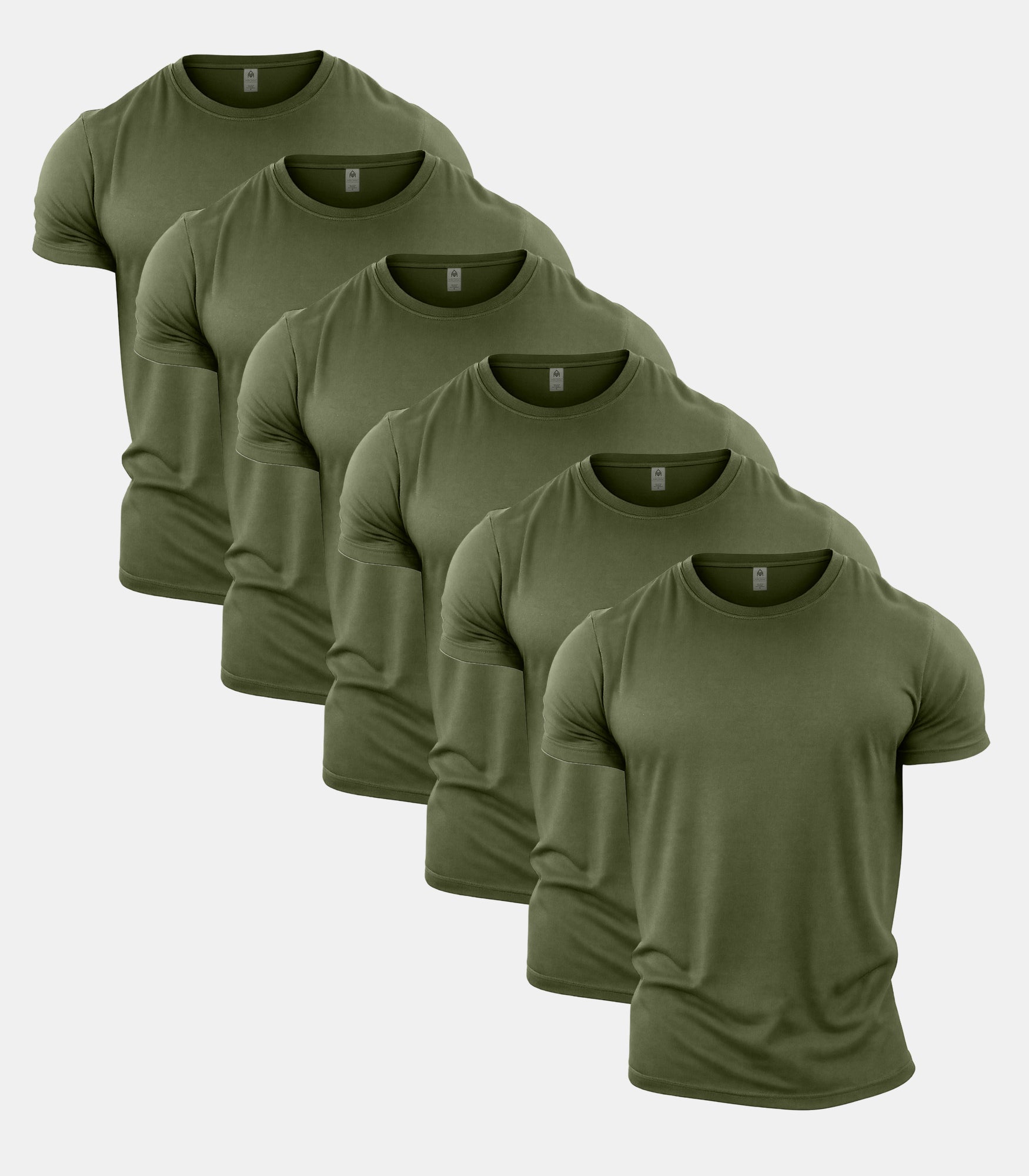 All Green Crew Neck Gym T-Shirt 6 Pack