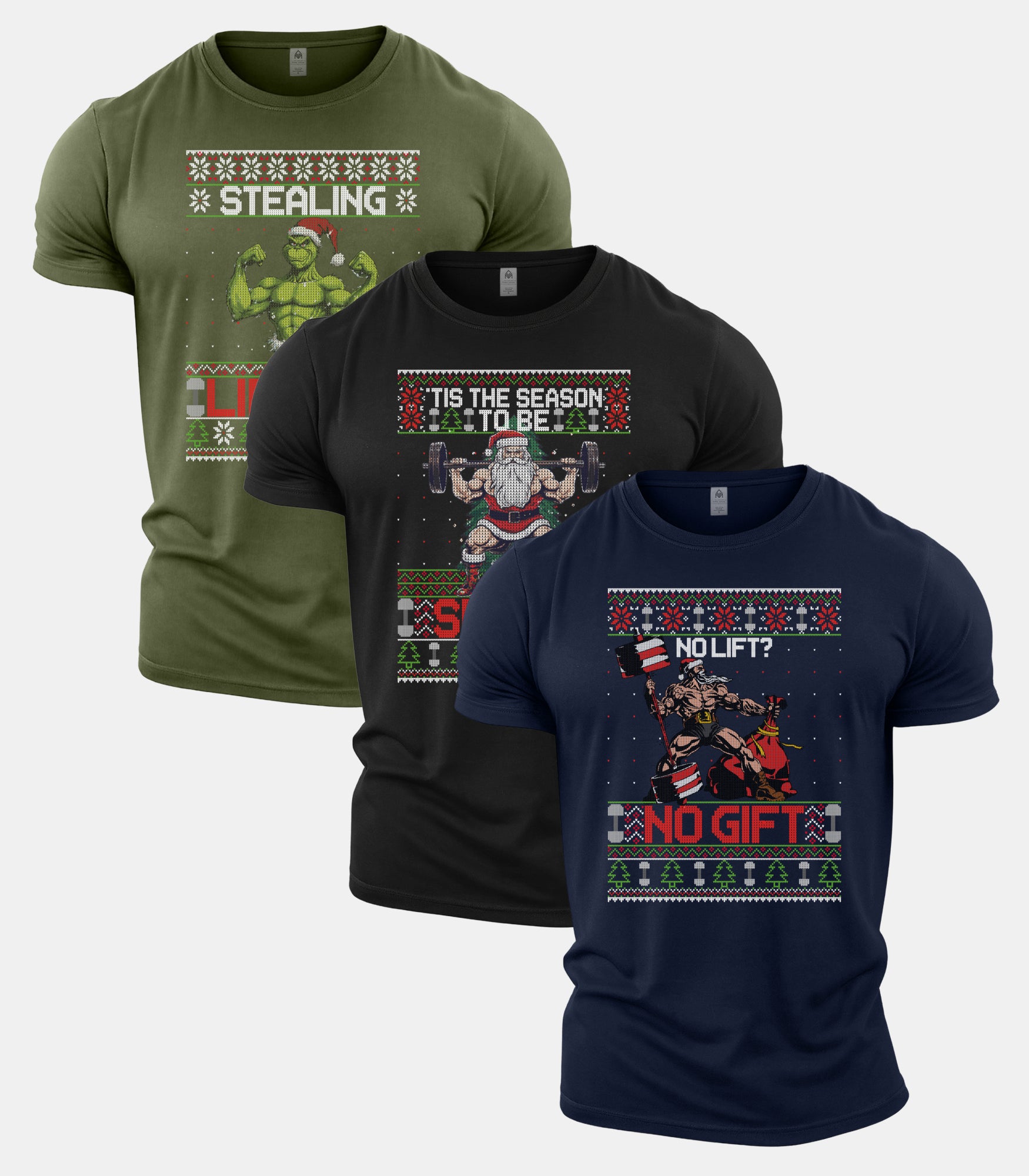 Merry Liftmas Gym T-Shirt 3 Pack 2