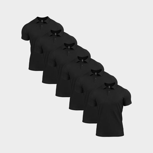 All Black Polo Shirt 6 Pack