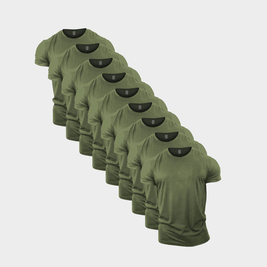 All Green Crew Neck T-Shirt 9 Pack