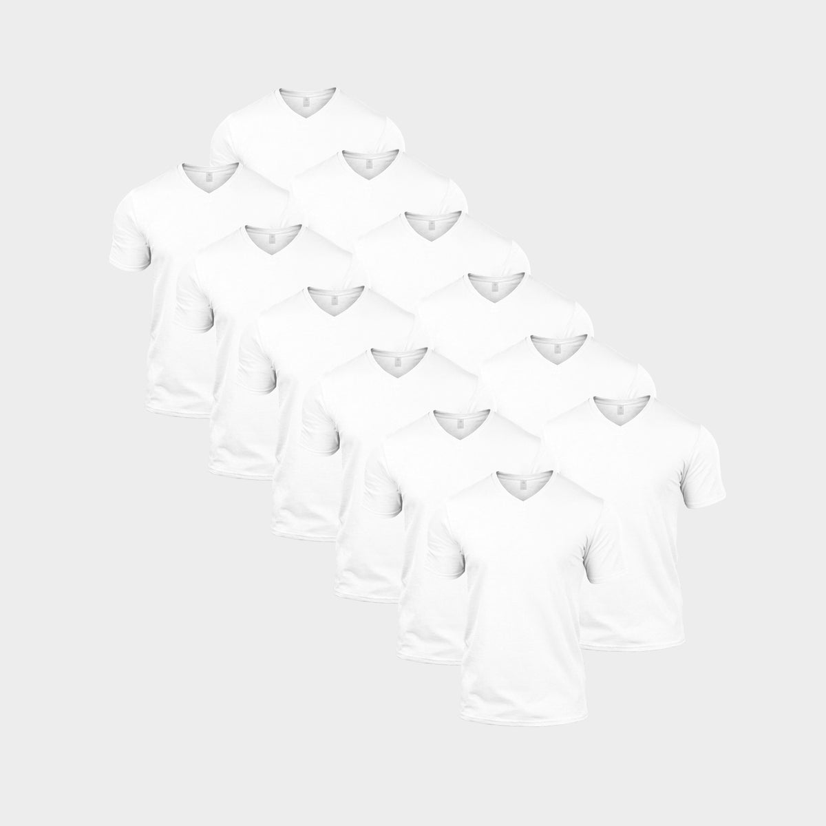 All White V-Neck 12 Pack