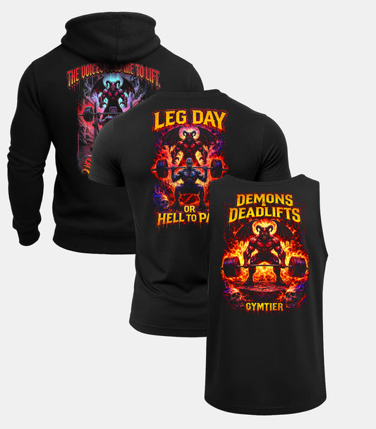 Demons & Deadlifts Hoodie Tee Vest 3 Pack