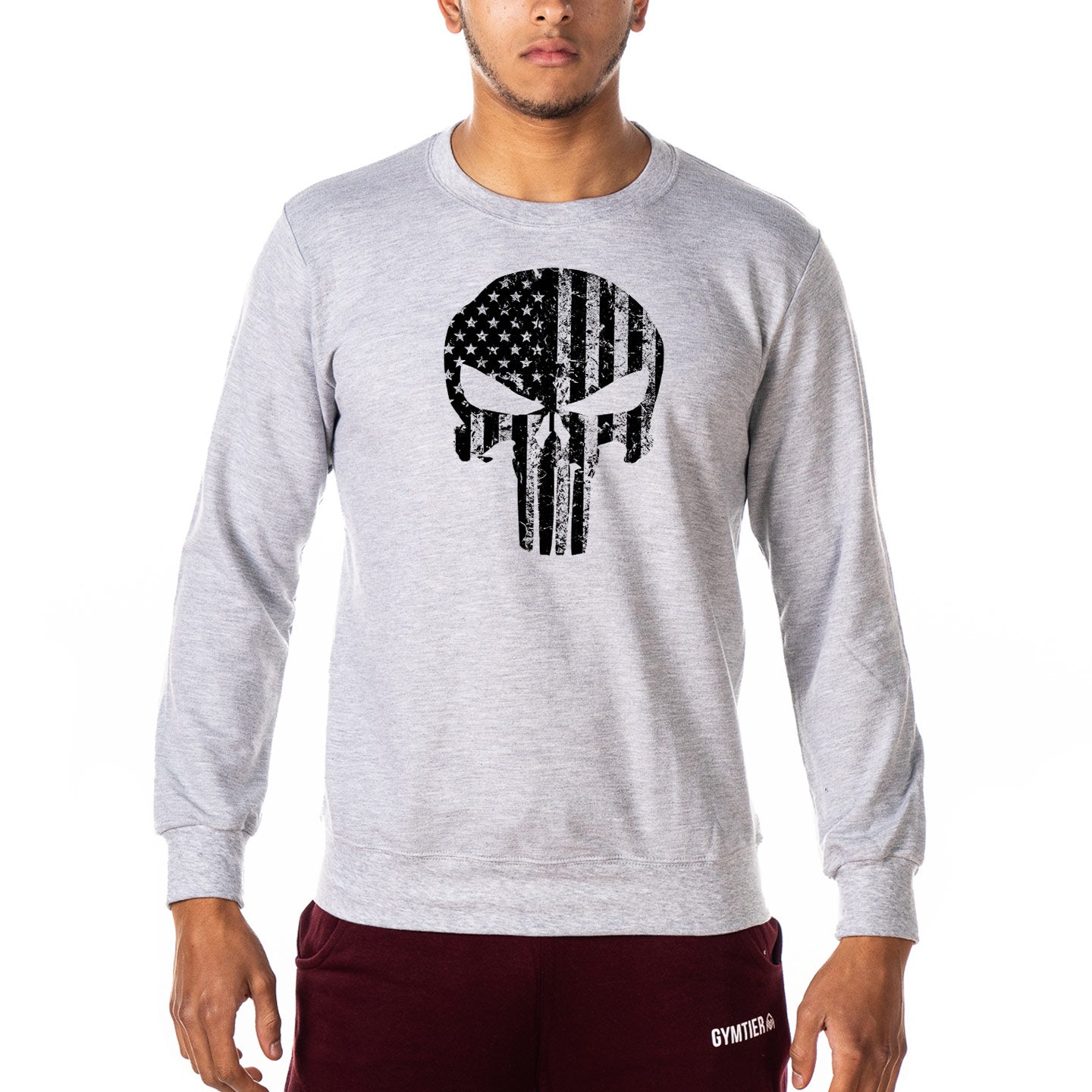 Skull USA Flag - Gym Sweatshirt