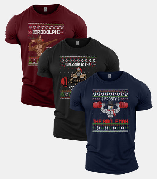 Merry Liftmas Gym T-Shirt 3 Pack 1