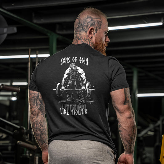 Sons Of Odin Lift The Iron Like Mjolnir - Gym T-Shirt