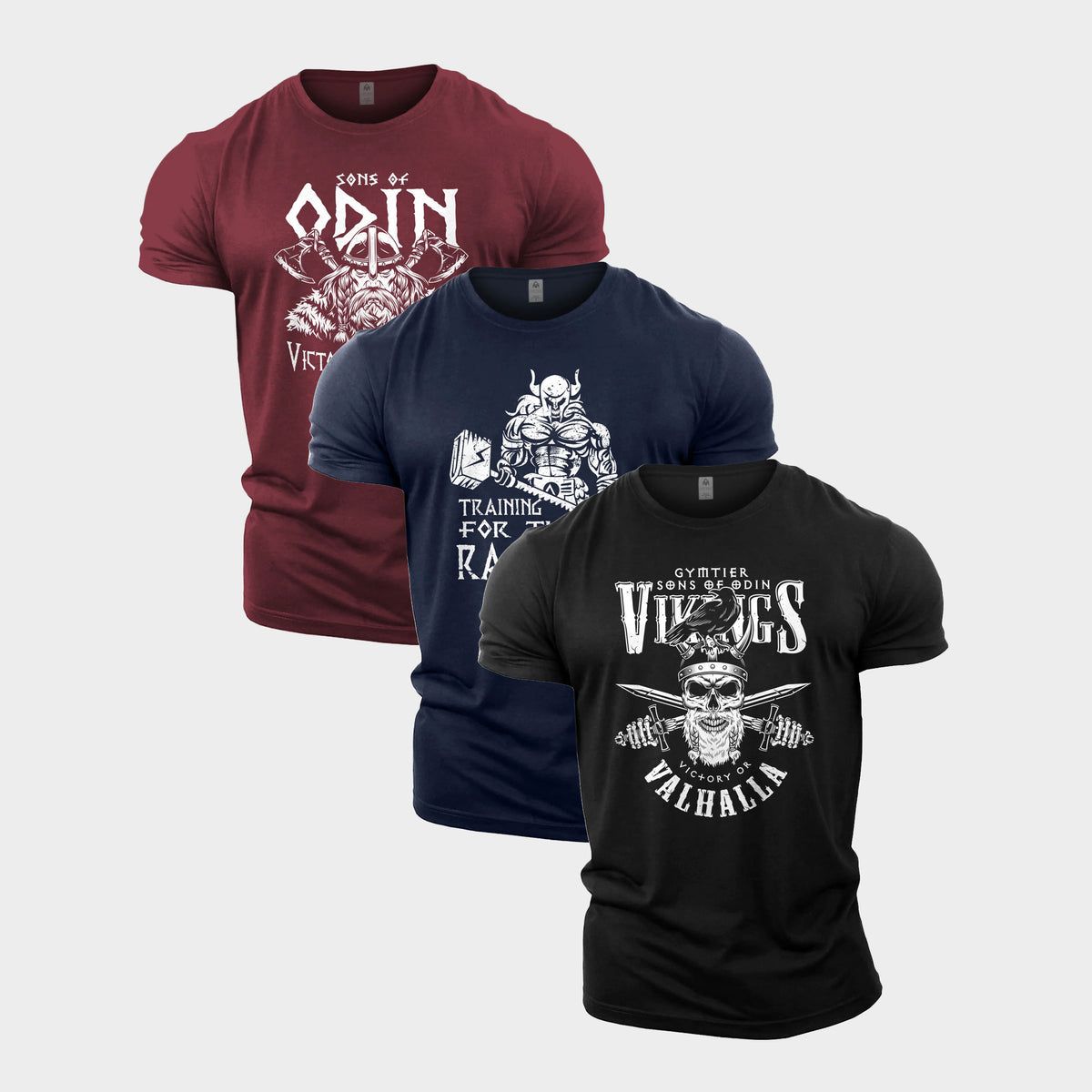 The Valhalla Sons Of Odin Gym T-Shirt 3 Pack