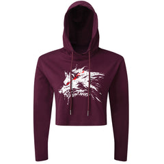 Untamed Wolf Red Eyes Drip - Cropped Hoodie